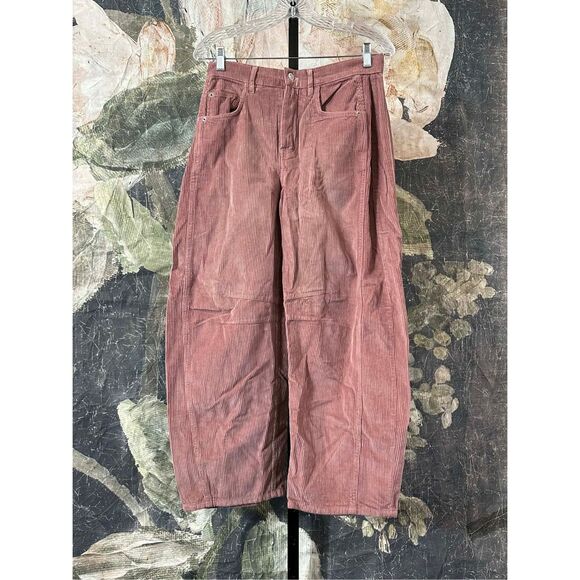 Free People We The Free Good Luck Mid-Rise Cord Barrel Jeans Size 26 - Picture 3 of 6